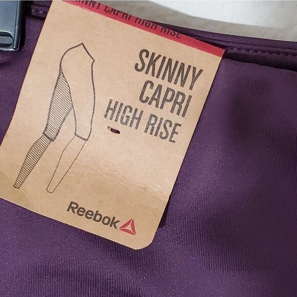 REEBOK logo blackberry wine high rise active athletic leggings size small NEW!!! - Picture 3 of 6